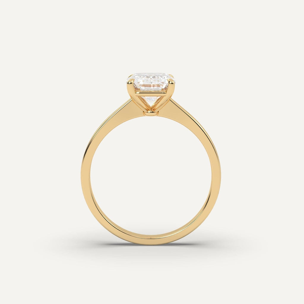 2 Carat Emerald Cut Engagement Ring In 14K Yellow Gold