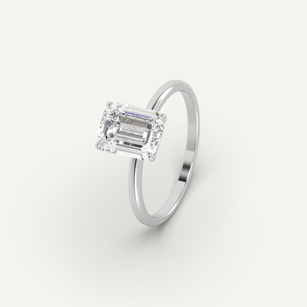 White Gold 2 Carat Engagement Ring Emerald Cut Diamond