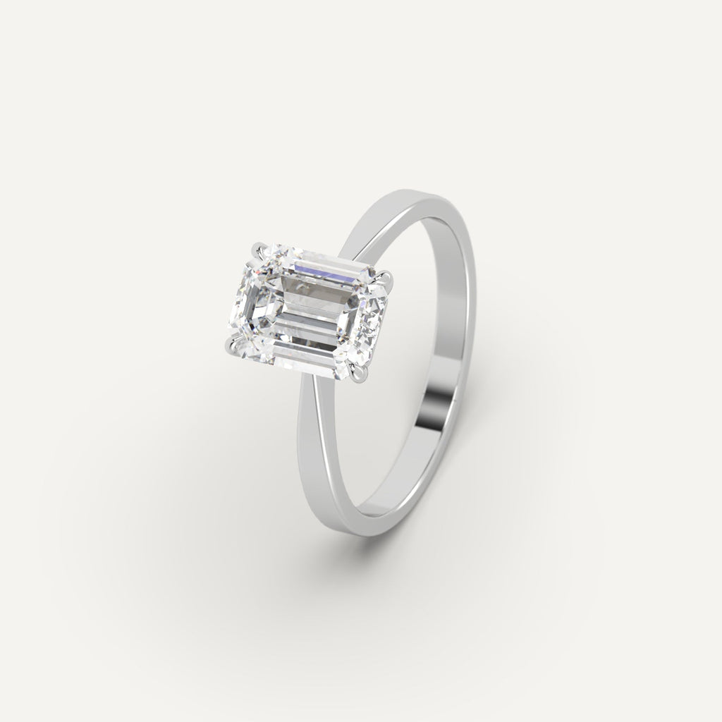 Platinum 2 Carat Engagement Ring Emerald Cut Diamond