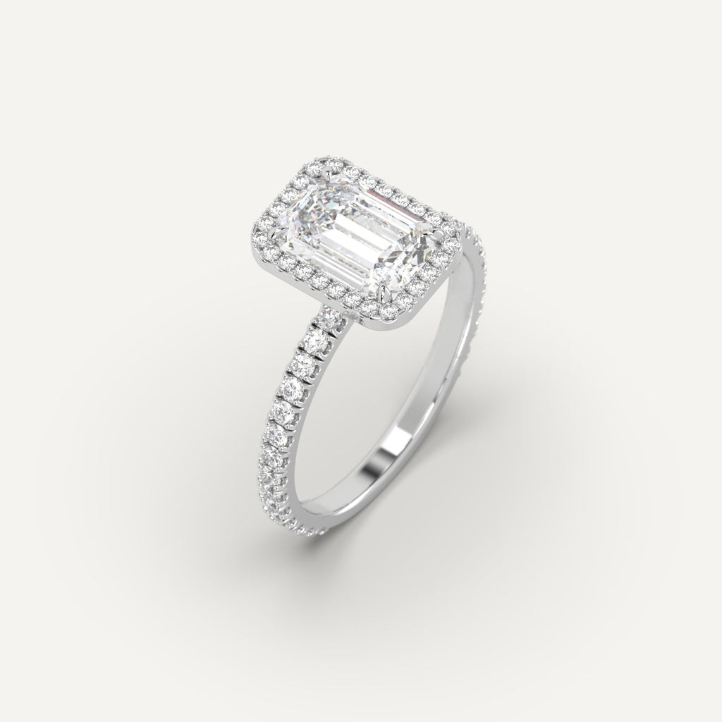 2 Carat Engagement Ring Emerald Cut Diamond In Platinum
