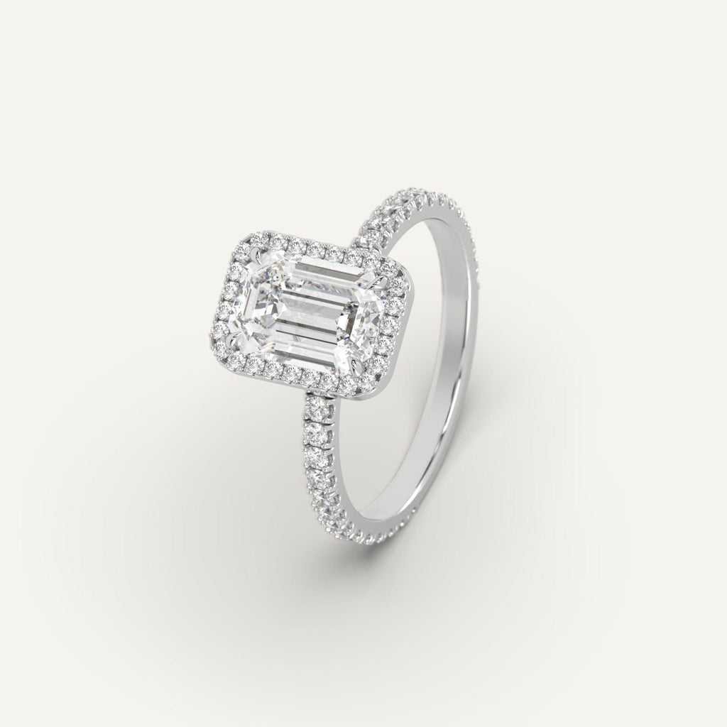 Platinum 2 Carat Engagement Ring Emerald Cut Diamond