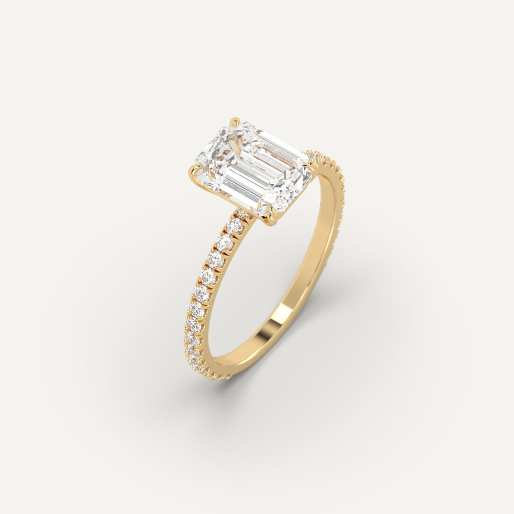 2 Carat Engagement Ring Emerald Cut Diamond In 14K Yellow Gold