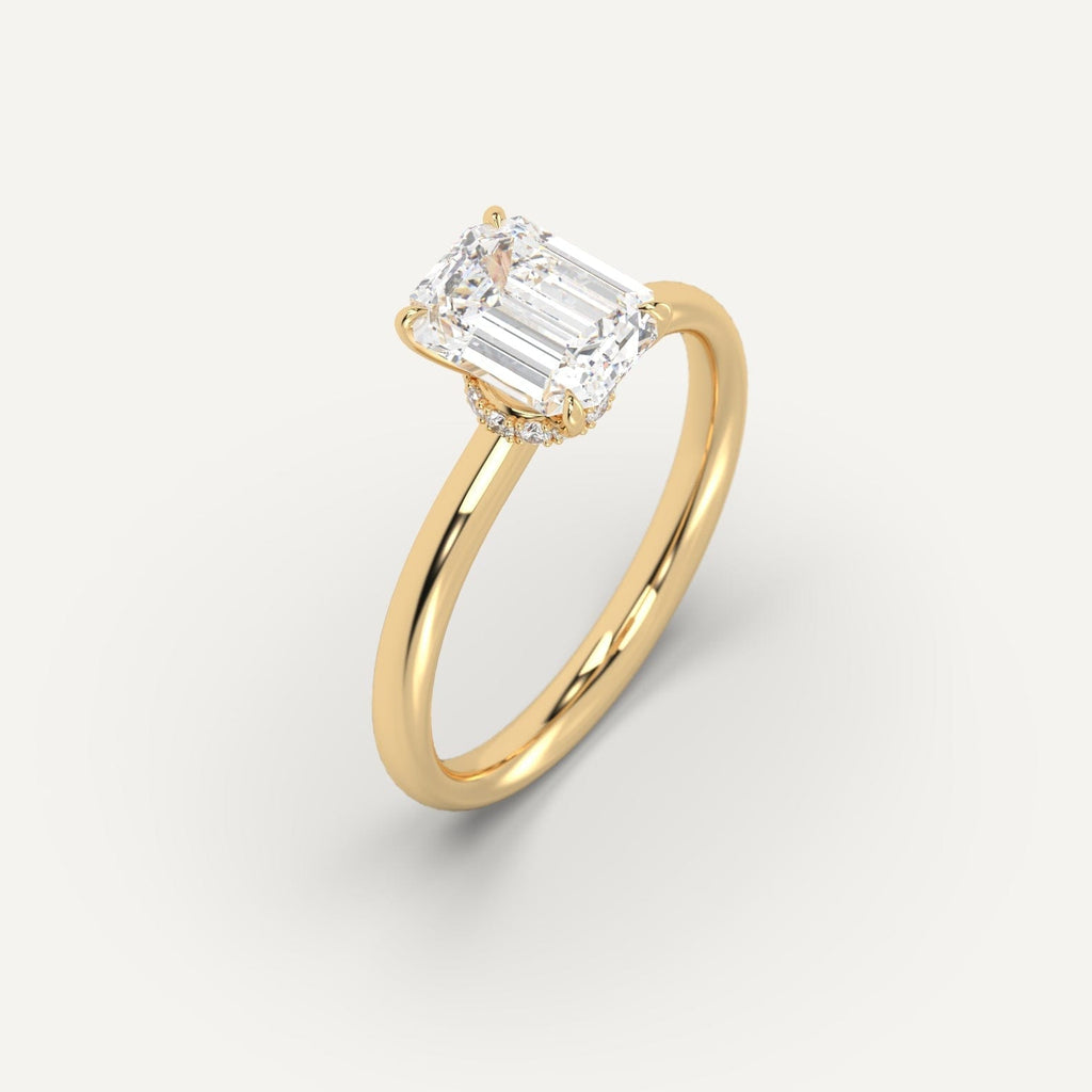 2 Carat Engagement Ring Emerald Cut Diamond In 14K Yellow Gold