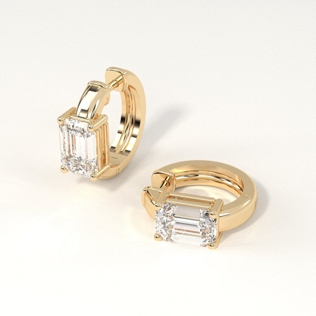 2 carat emerald Diamond Huggie Hoop Earrings in yellow Gold
