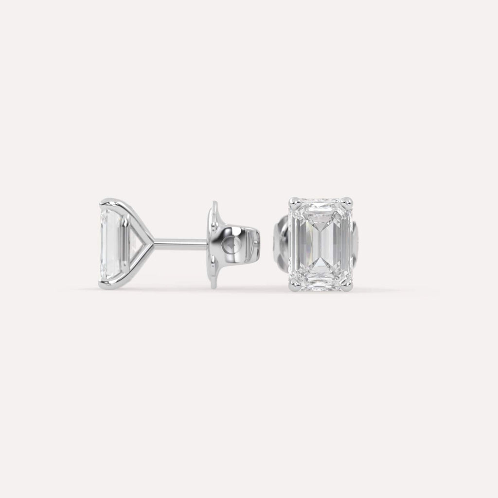 2 carat Butterfly Push Back Diamond Studs in white Gold