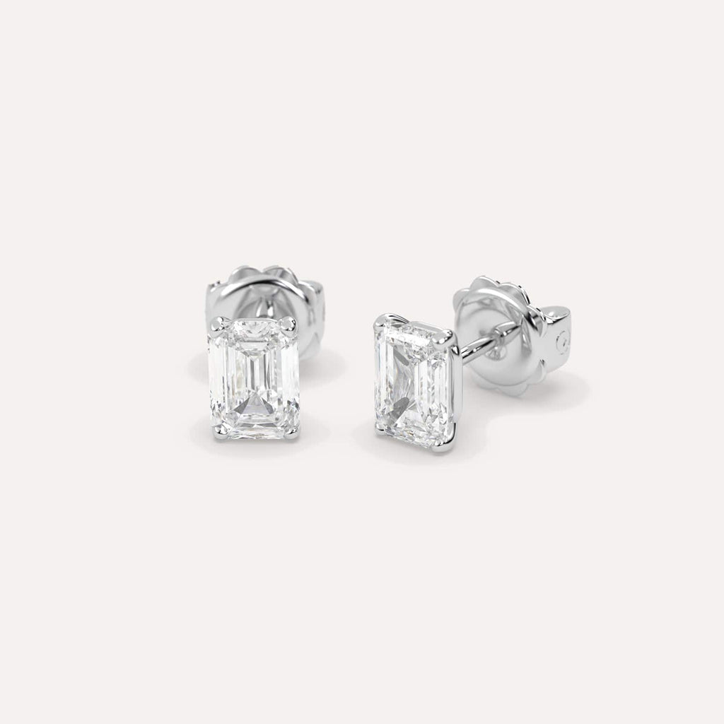 2 Carat White Gold Diamond Stud Earrings For Women