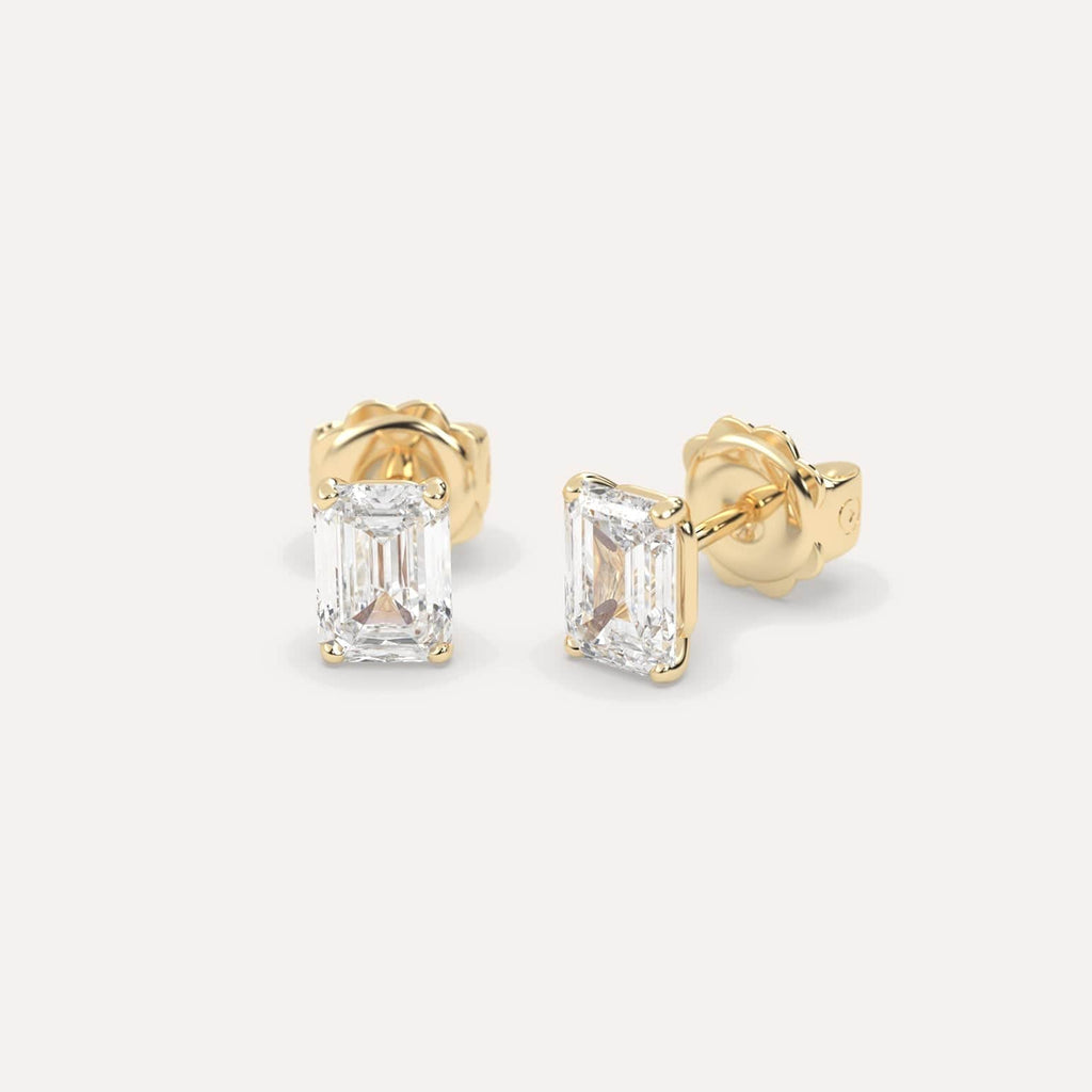 2 Carat Yellow Gold Diamond Stud Earrings For Women