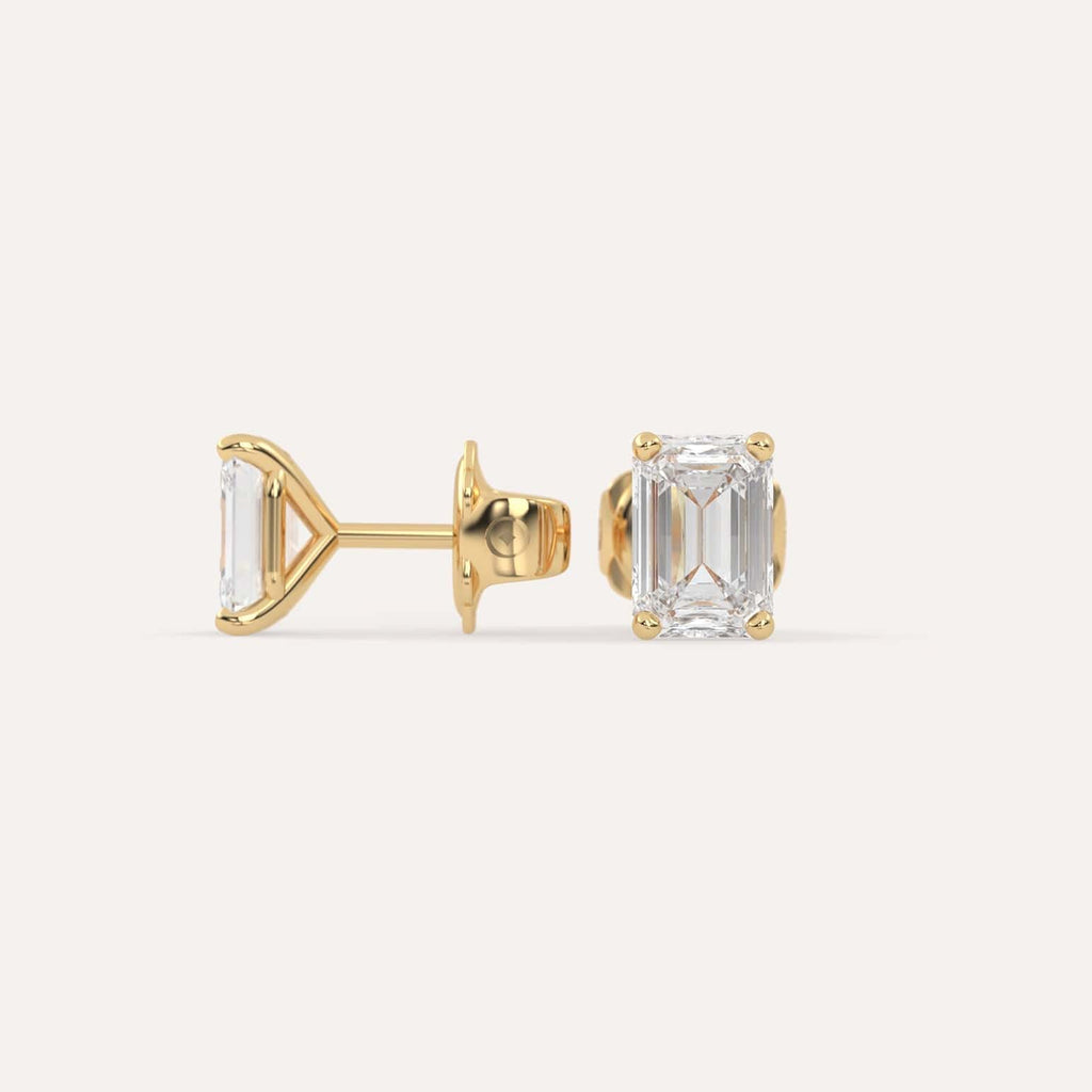 2 carat Butterfly Push Back Diamond Studs in yellow Gold