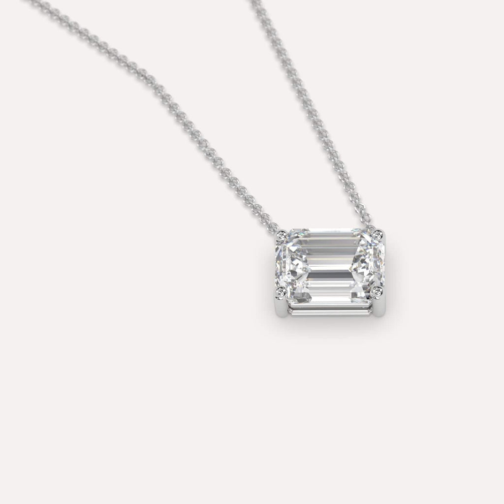 Simple Diamond Floating Necklace With Emerald Lab Diamond In White Gold