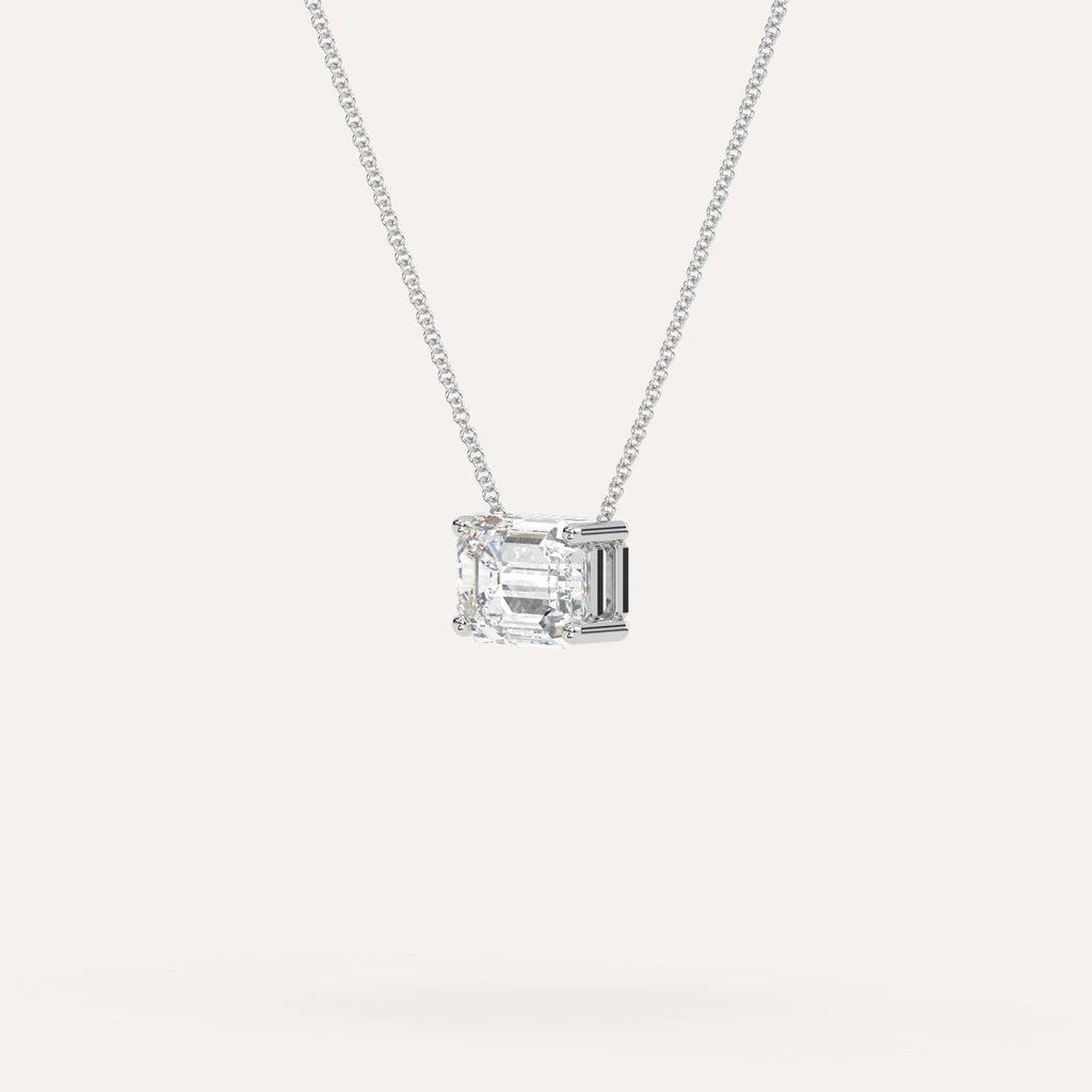 White Gold Floating Diamond Necklace With 2 Carat Emerald Diamond