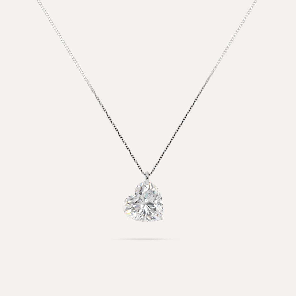 2 carat floating heart diamond necklace