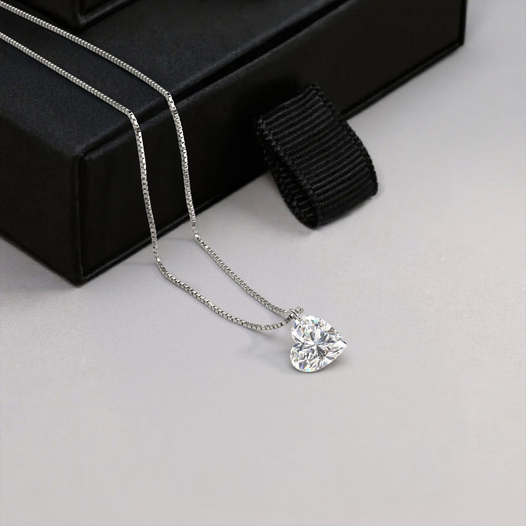 2 carat floating heart diamond necklace