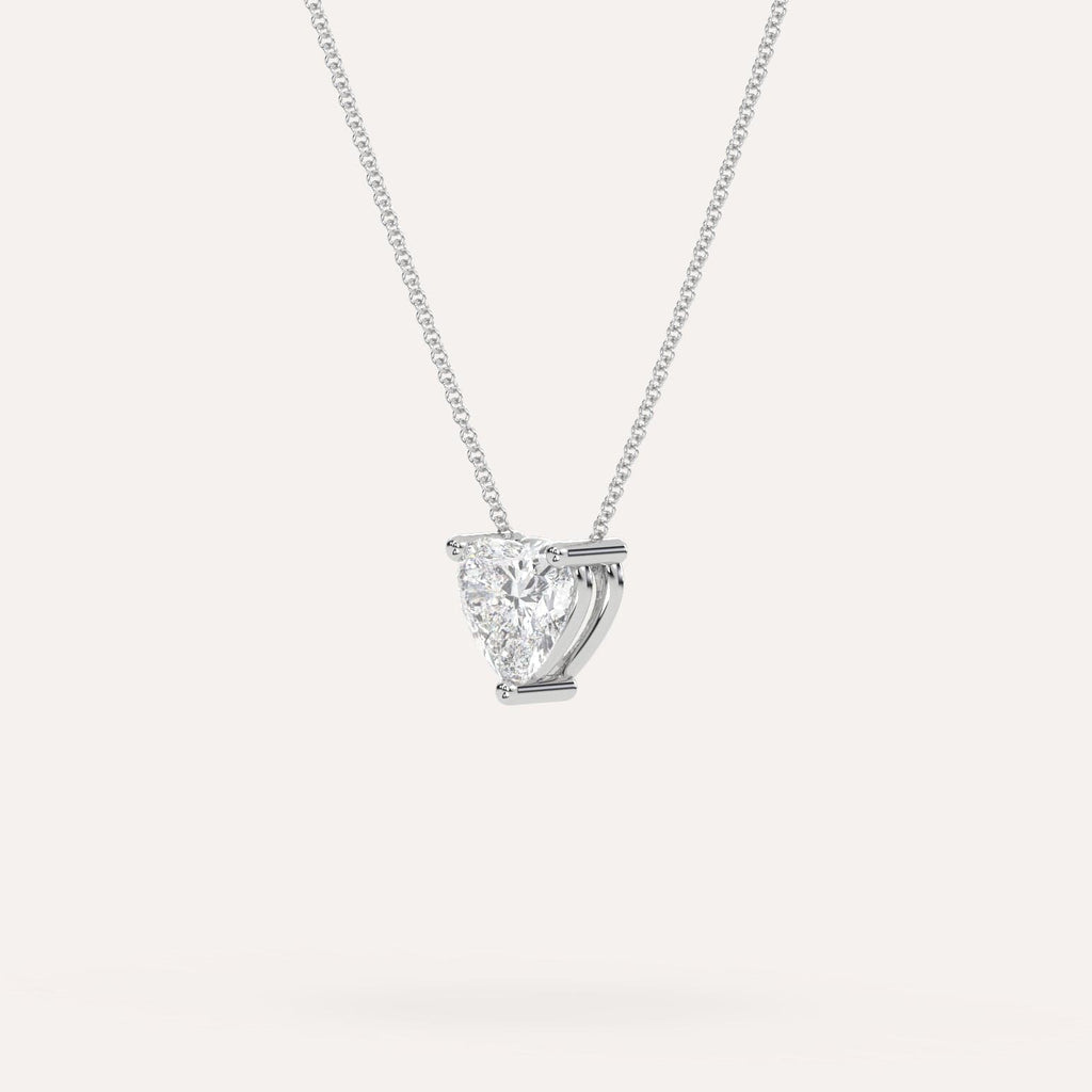 White Gold Floating Diamond Necklace With 2 Carat Heart Diamond