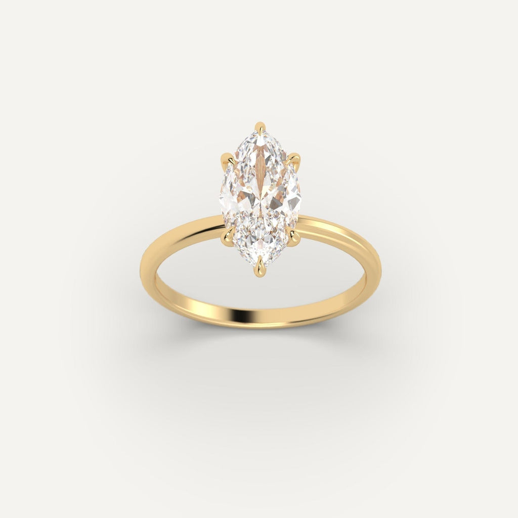 Yellow Gold 2 Carat Engagement Ring On Woman's Hand