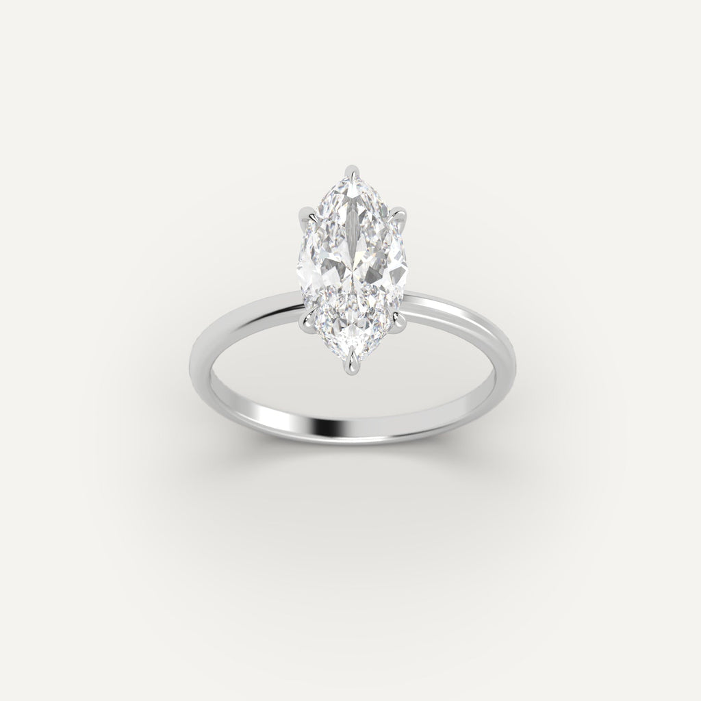 White Gold 2 Carat Engagement Ring On Woman's Hand