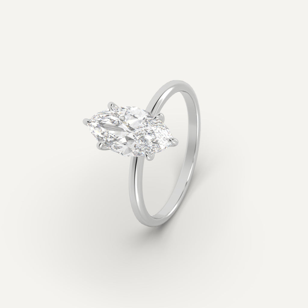 White Gold 2 Carat Engagement Ring Marquise Cut Diamond