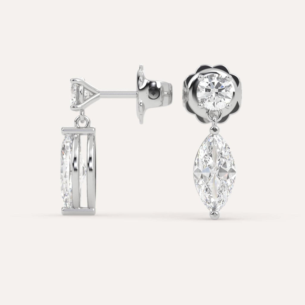 2 carat marquise Diamond Dangle Drop Earrings in white Gold