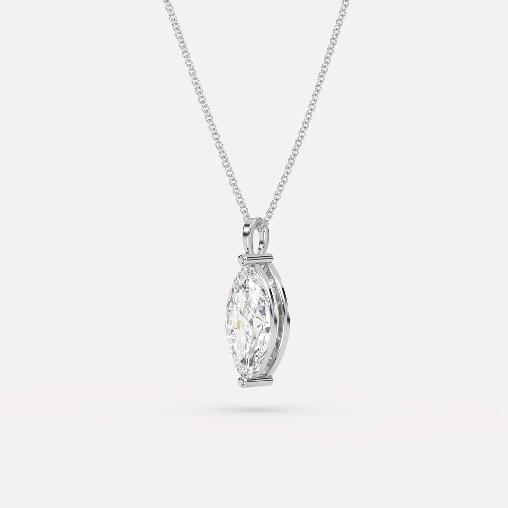 White Gold Pendant Diamond Necklace With 2 Carat Marquise Diamond