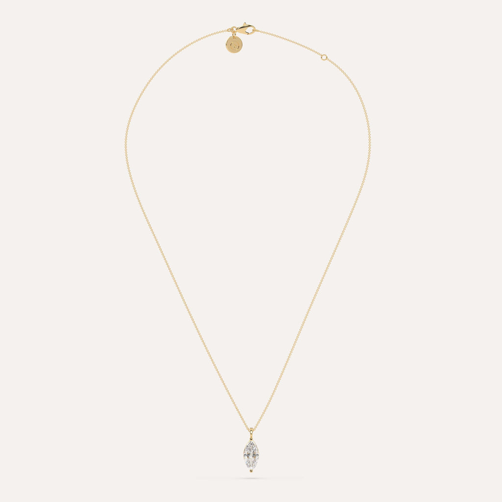 2 carat Marquise Diamond Pendant Necklace Natural Yellow Gold