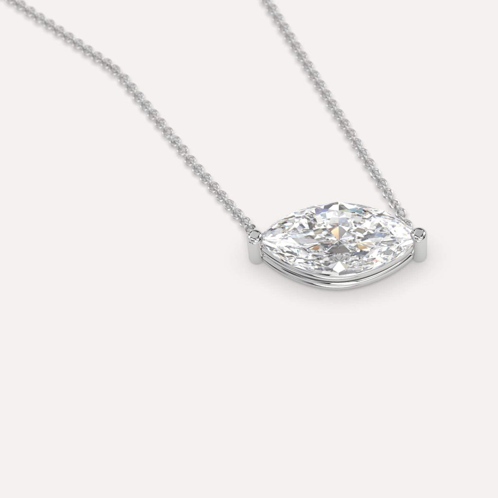 Simple Diamond Floating Necklace With Marquise Natural Diamond In White Gold