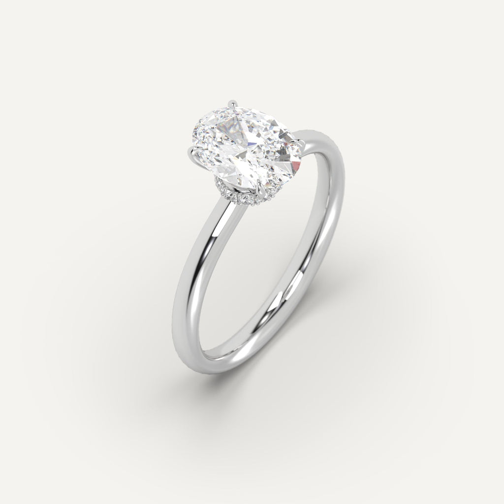 2 Carat Engagement Ring Oval Cut Diamond In 14K White Gold