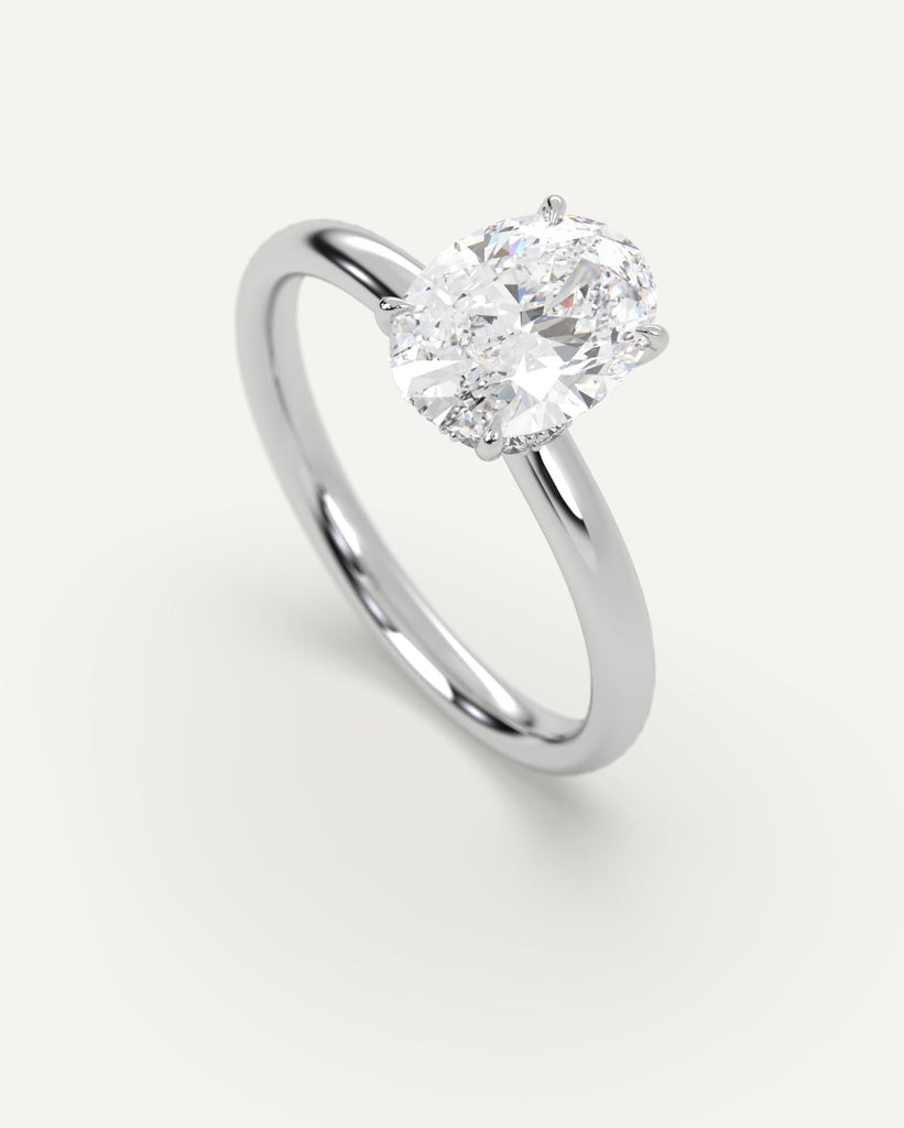 Hidden Halo Oval Cut Engagement Ring 2 Carat Diamond