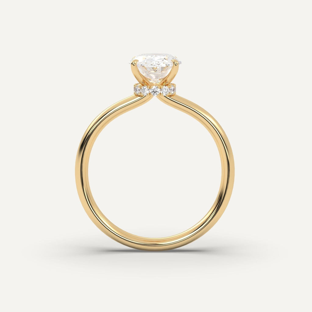 2 Carat Oval Cut Engagement Ring In 14K Yellow Gold