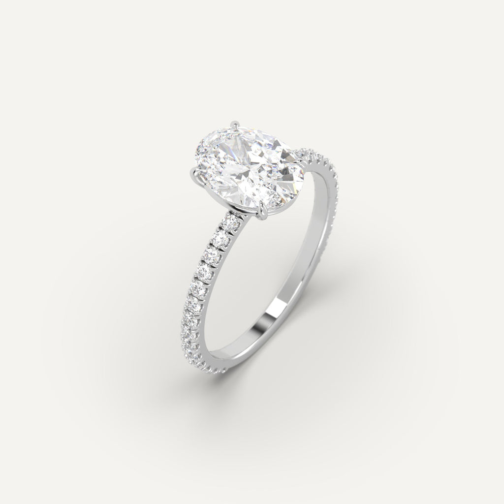 2 Carat Engagement Ring Oval Cut Diamond In 14K White Gold