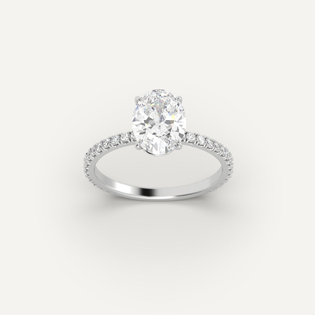 White Gold 2 Carat Engagement Ring On Woman's Hand