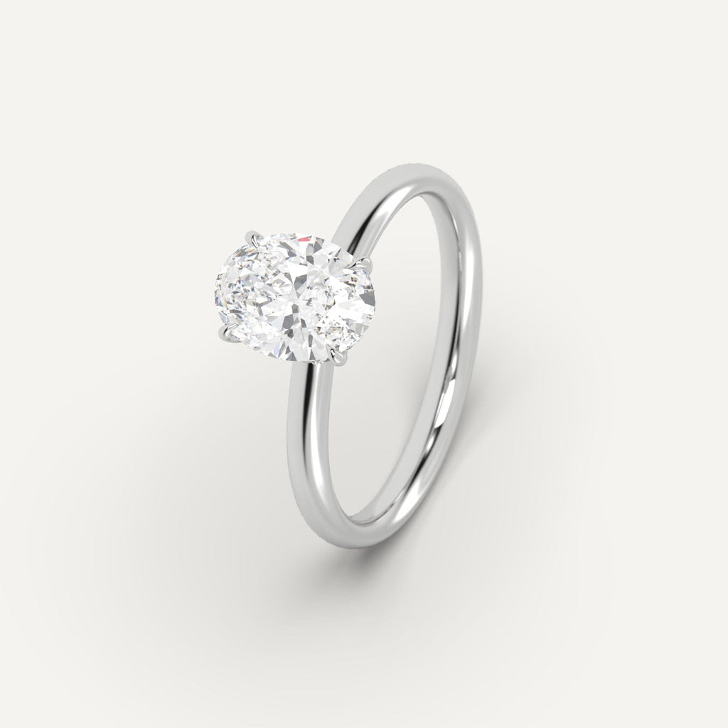 White Gold 2 Carat Engagement Ring Oval Cut Diamond