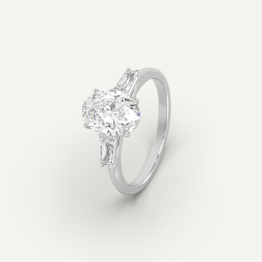 Platinum 2 Carat Engagement Ring Oval Cut Diamond