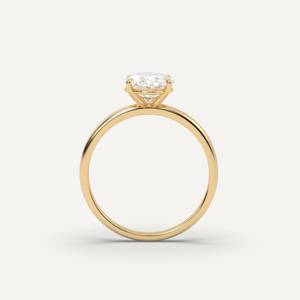 2 Carat Oval Cut Engagement Ring In 14K Yellow Gold