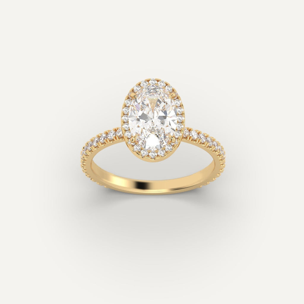 Yellow Gold 2 Carat Engagement Ring On Woman's Hand