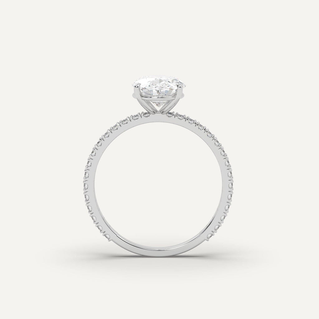 2 Carat Oval Cut Engagement Ring In 14K White Gold