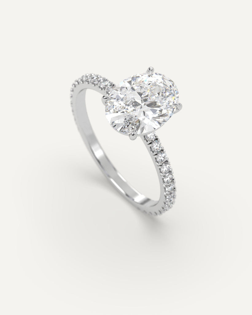 Pave Oval Cut Engagement Ring 2 Carat Diamond