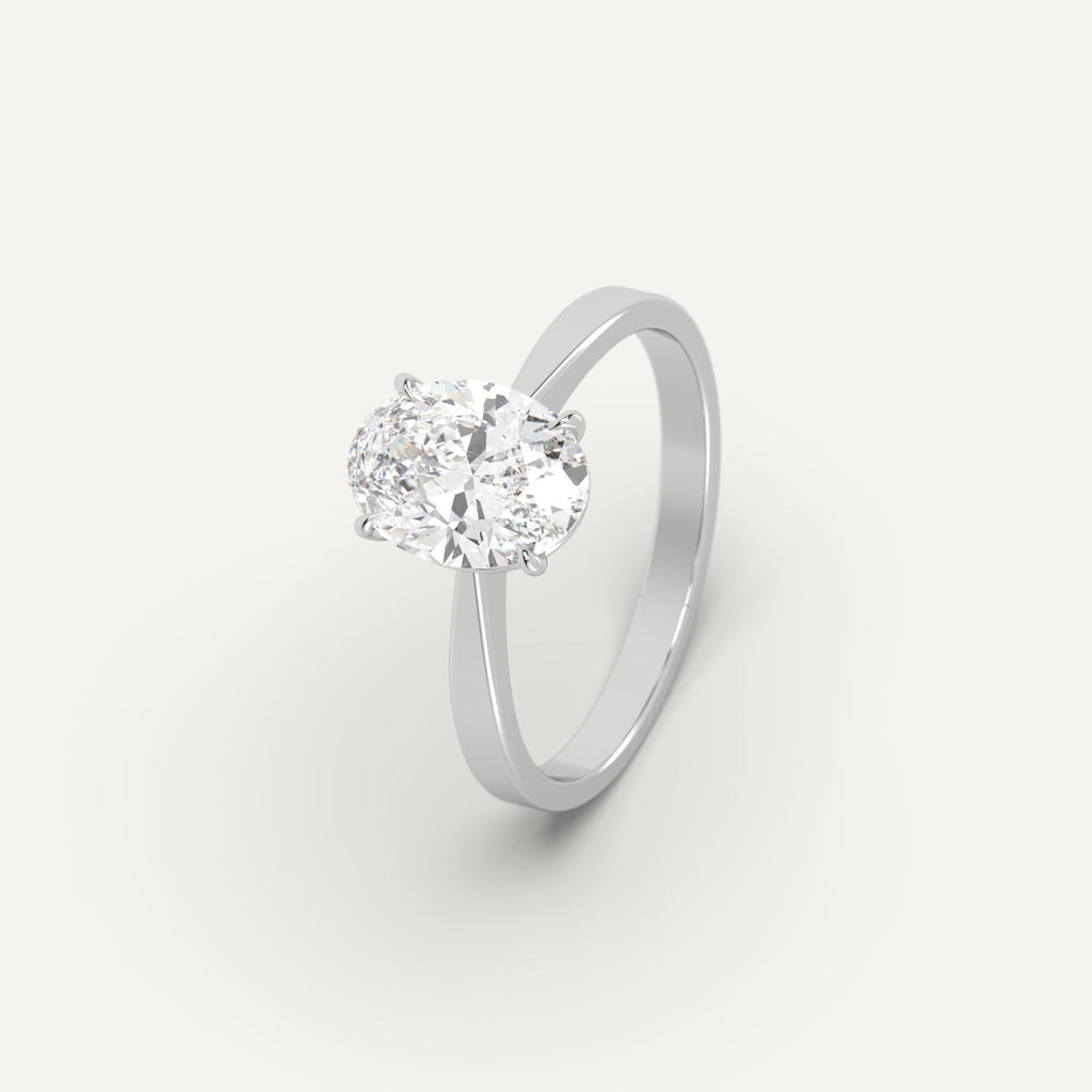 White Gold 2 Carat Engagement Ring Oval Cut Diamond