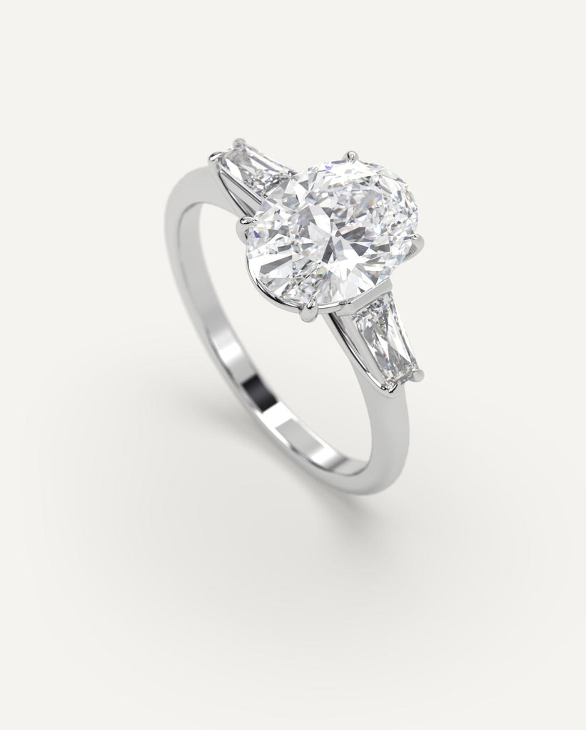 3-Stone Oval Cut Engagement Ring 2 Carat Diamond