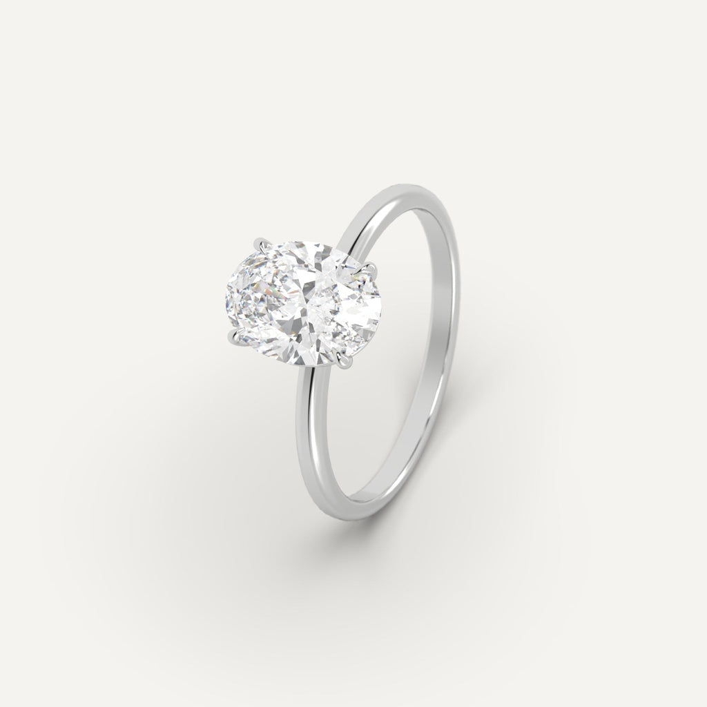 Platinum 2 Carat Engagement Ring Oval Cut Diamond