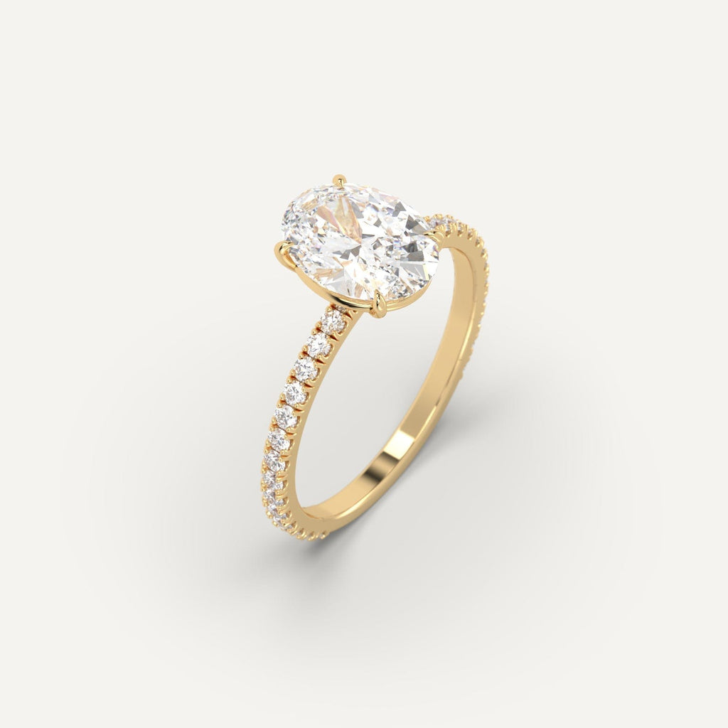 2 Carat Engagement Ring Oval Cut Diamond In 14K Yellow Gold