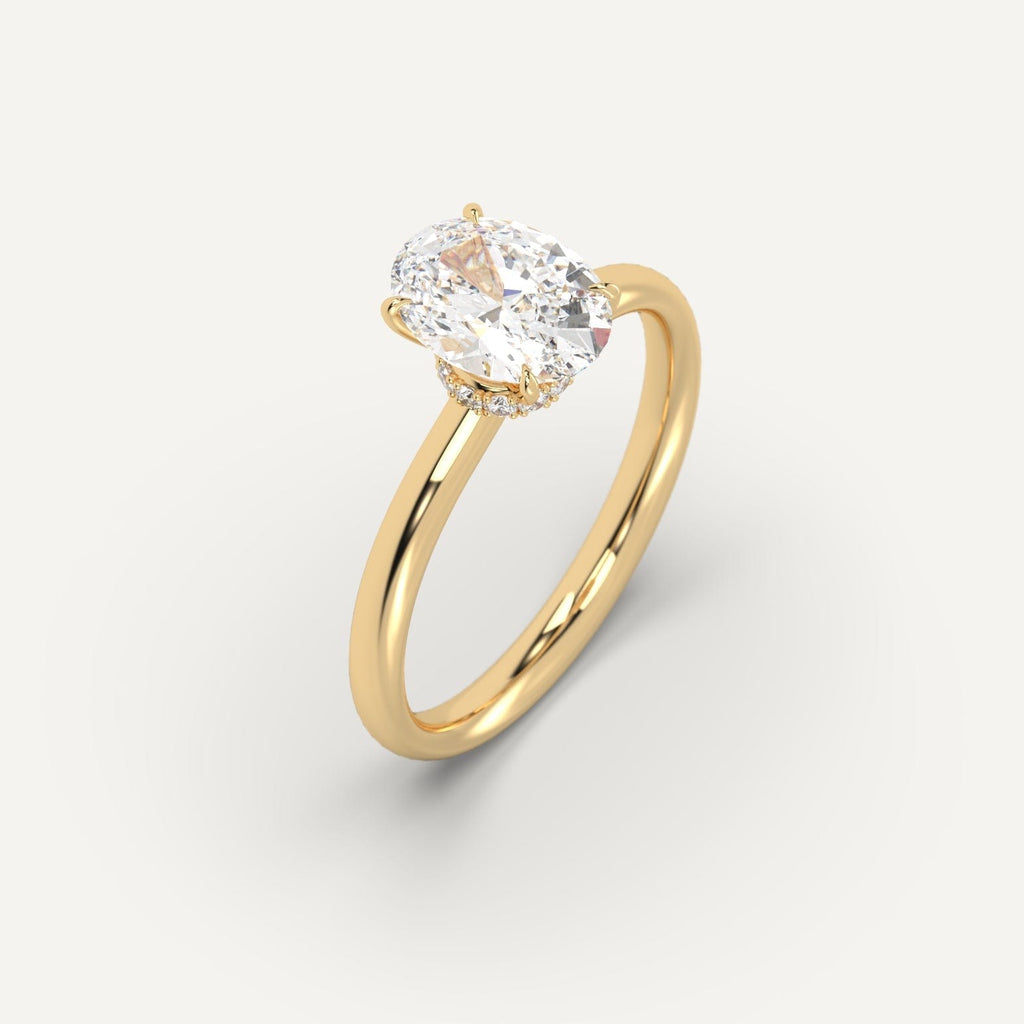 2 Carat Engagement Ring Oval Cut Diamond In 14K Yellow Gold