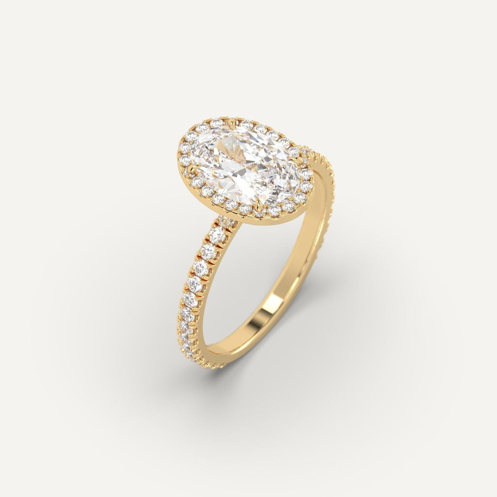 2 Carat Engagement Ring Oval Cut Diamond In 14K Yellow Gold