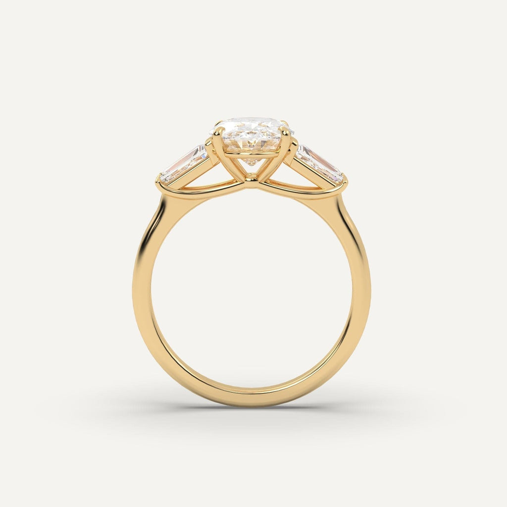 2 Carat Oval Cut Engagement Ring In 14K Yellow Gold