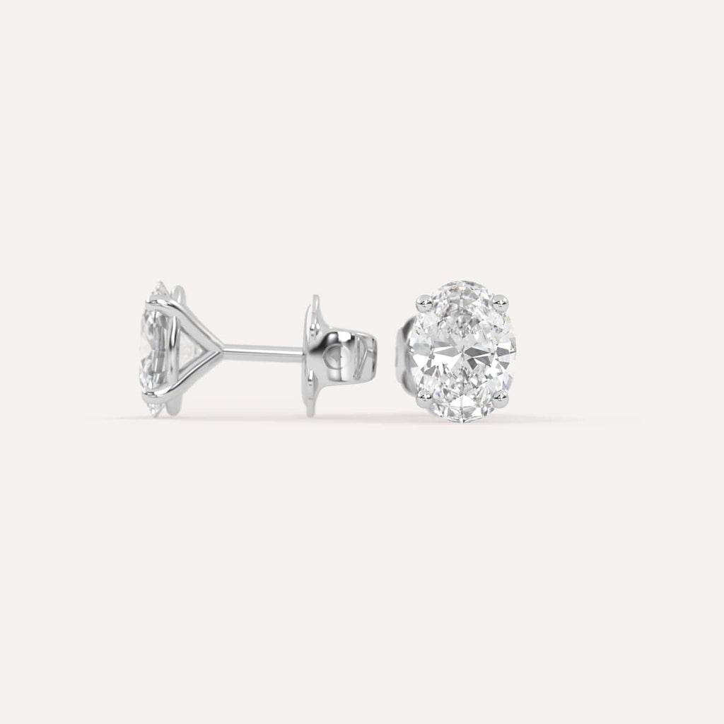 2 carat Butterfly Push Back Diamond Studs in white Gold