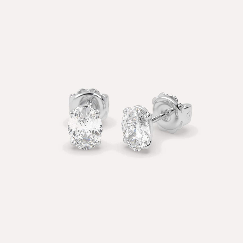 2 Carat White Gold Diamond Stud Earrings For Women