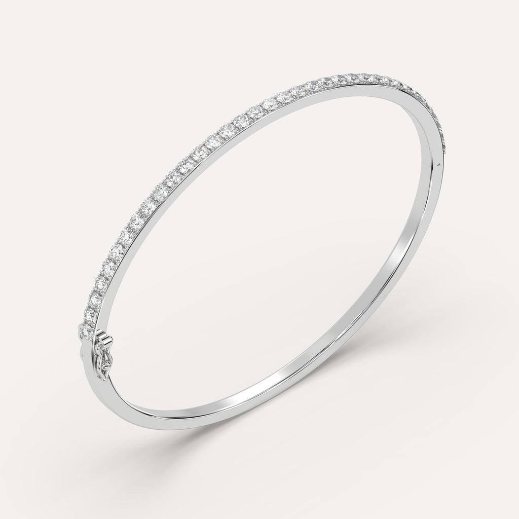 white gold pave, bangle bracelets with 2 carat round diamonds