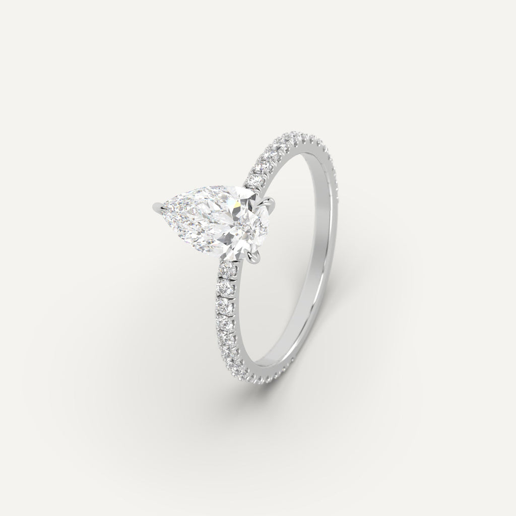 White Gold 2 Carat Engagement Ring Pear Cut Diamond
