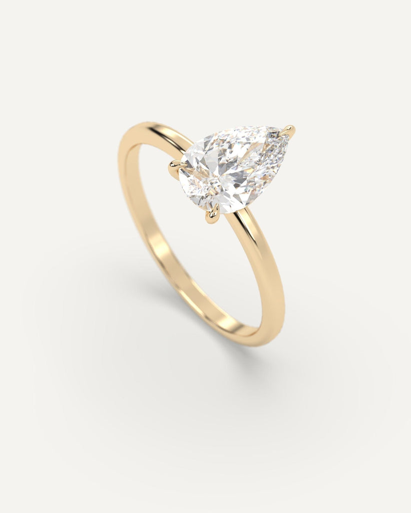 Solitaire Pear Cut Engagement Ring 2 Carat Diamond