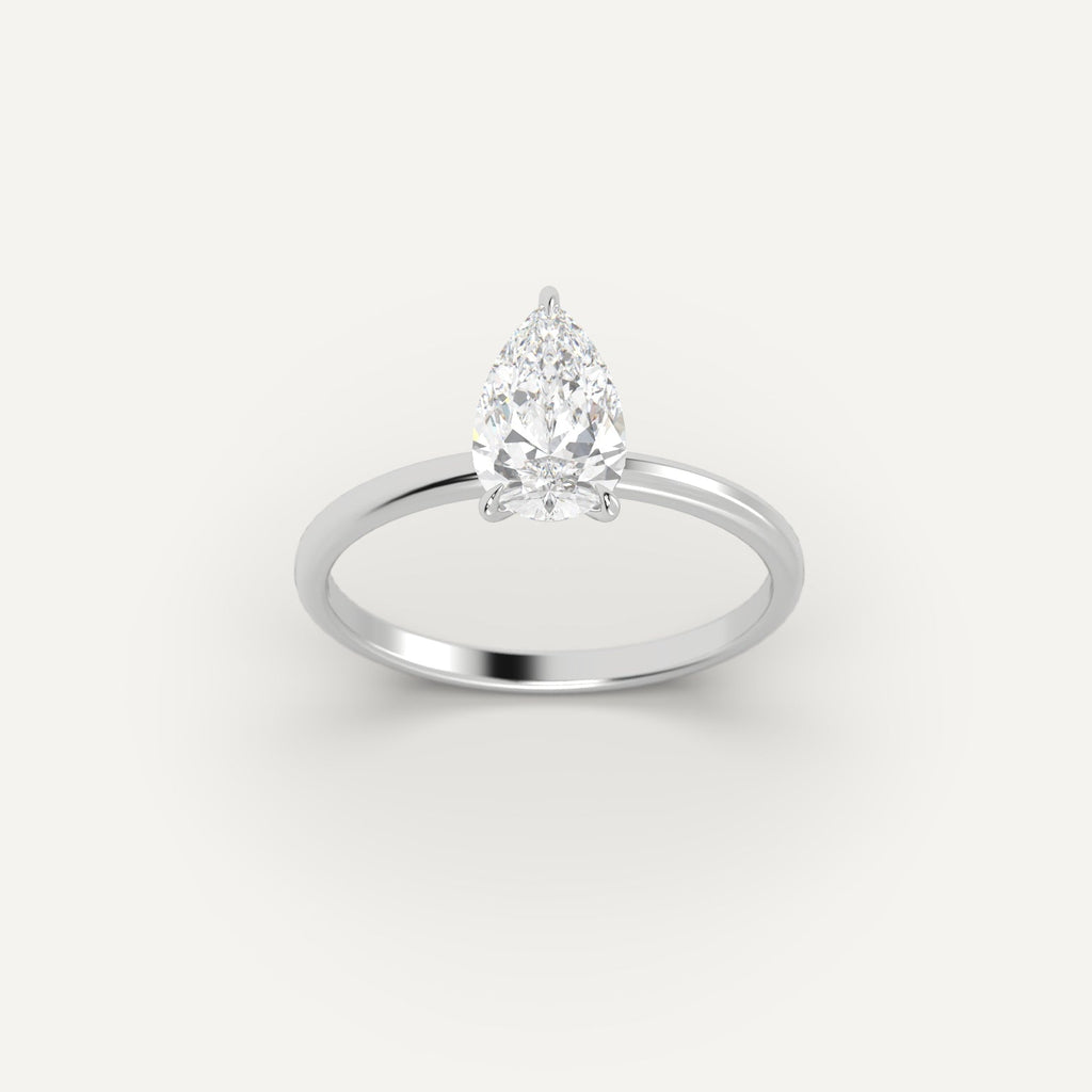 White Gold 2 Carat Engagement Ring On Woman's Hand