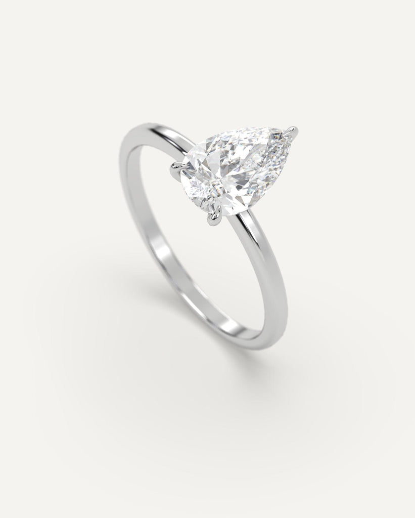 Solitaire Pear Cut Engagement Ring 2 Carat Diamond