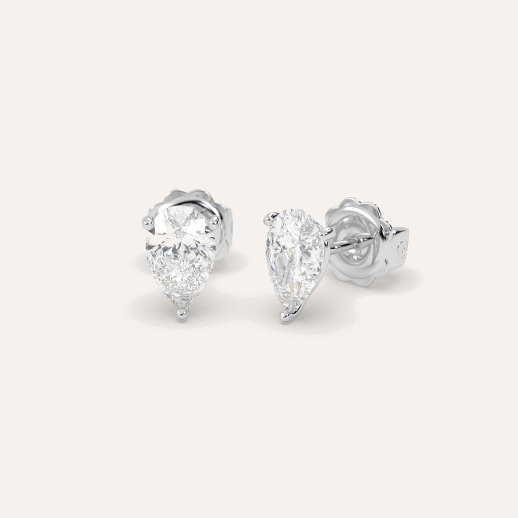 2 Carat White Gold Diamond Stud Earrings For Women